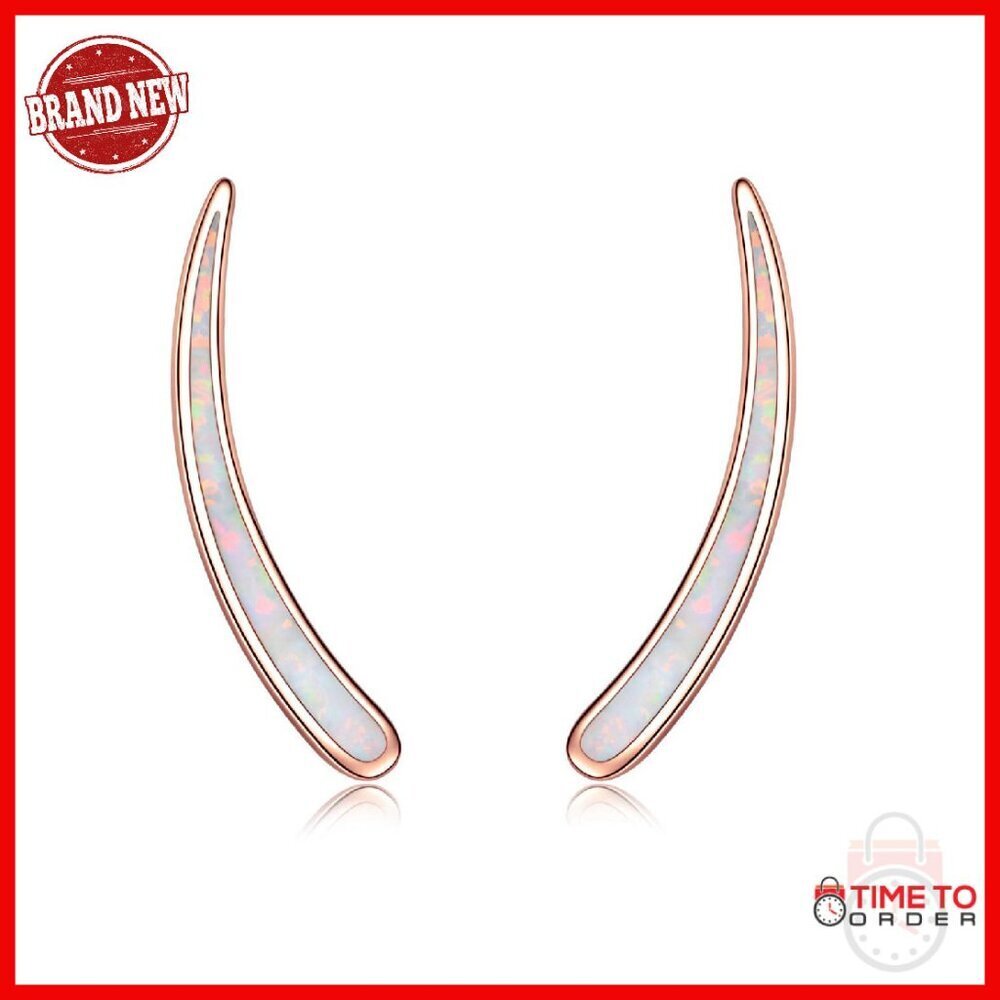 Sterling Silver Opal Ear Climbers 22mm Hypoallergenic Gift